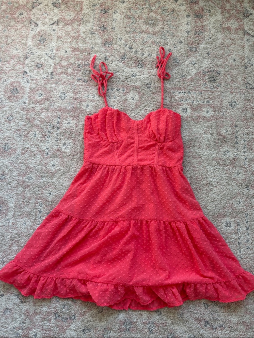 wild fable Red Spaghetti-Strap Tiered Mini Dress